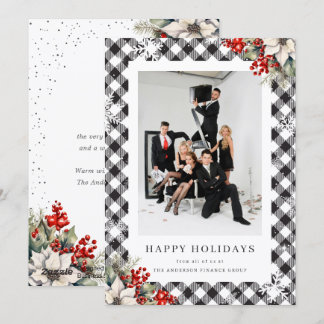 Cartes Pour Fêtes Annuelles Entreprise de photo botanique à l'aquarelle noir e