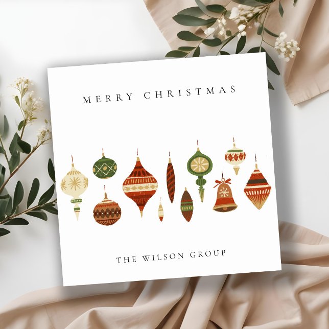 CARTES POUR FÊTES ANNUELLES ENTREPRISE ÉLÉGANTE ROUGE VERT NOËL STOCKINES (Créateur téléchargé)