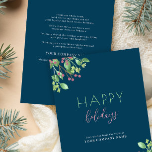 Cartes Pour Fêtes Annuelles Entreprise Happy Holidays blue