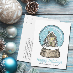 Cartes Pour Fêtes Annuelles Entreprise immobilière mignonne boule à neige de N