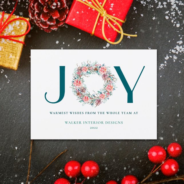 Cartes Pour Fêtes Annuelles Entreprise moderne Noël Joyeux Wreath (Créateur téléchargé)