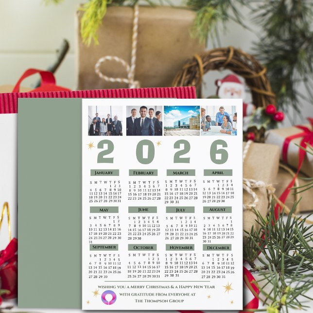 Cartes Pour Fêtes Annuelles Entreprise Multiphoto Calendrier Entreprise (Corporate Multi Photo Calendar Business Company Holiday Postcard)