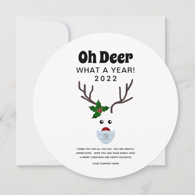 Cartes Pour Fêtes Annuelles Entreprise Noël 2022 Logo Retro Fun Reindeer (Devant)