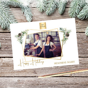 Cartes Pour Fêtes Annuelles Entreprise Noël photo géométrique or moderne