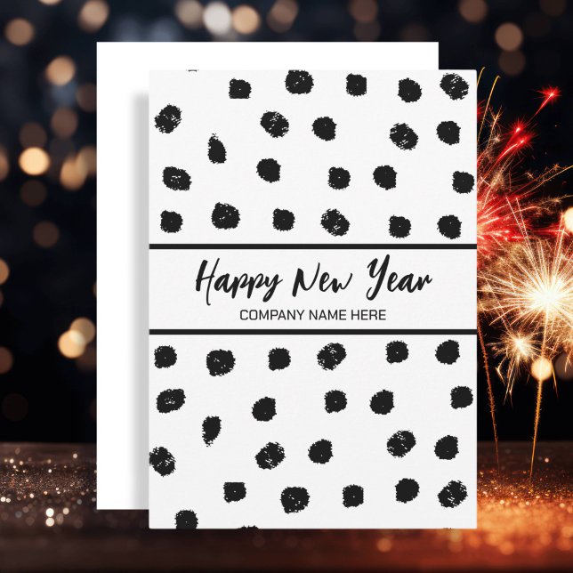 Cartes Pour Fêtes Annuelles Entreprise personnalisée Nouvel An noir et blanc (Créateur téléchargé)