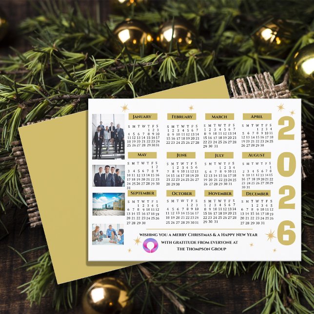 Cartes Pour Fêtes Annuelles Entreprise Salutation saisonnière Logo de l'entrep (Corporate Business Seasonal Greeting Company Logo Holiday Postcard)