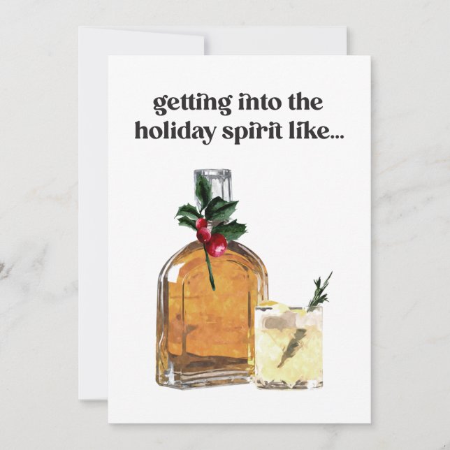 Cartes Pour Fêtes Annuelles Entrer dans l'esprit Whiskey Cocktail Drôle (Devant)