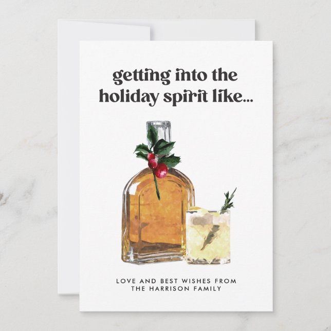 Cartes Pour Fêtes Annuelles Entrer dans l'esprit Whiskey Cocktail Drôle (Devant)