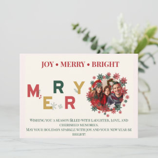 Cartes Pour Fêtes Annuelles Enveloppé de Joie Attaché avec Photo de Joyeux Noë