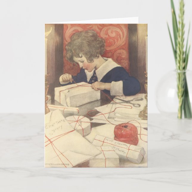 Cartes Pour Fêtes Annuelles Envelopper les cadeaux de Noël, Jessie Willcox Smi (Devant)