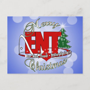 Cartes Pour Fêtes Annuelles ENVOI CHRISTMAS Otolaryngologue EAR NEZ THROAT