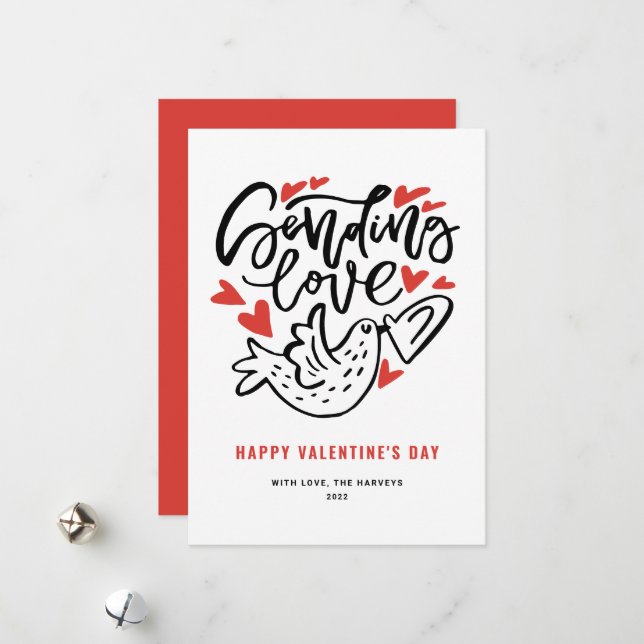 Cartes Pour Fêtes Annuelles Envoi d'amour Calligraphie moderne Saint-Valentin (Devant/Arrière en situation)