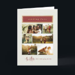 Cartes Pour Fêtes Annuelles Envoi d'amour Rouge et or Photo Collage Famille<br><div class="desc">Partagez des moments de coeur avec cette carte de vacances "Envoi d'amour", avec un design minimaliste chaleureux avec un en-tête bordeaux encadré d'or et un script élégant. La carte présente une mise en page multi-photo, parfaite pour afficher des souvenirs de famille précieux. Le texte du nom de famille en bas...</div>