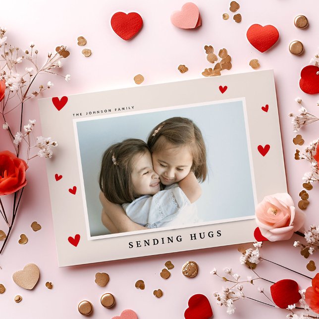 Cartes Pour Fêtes Annuelles Envoi de carreaux, Coeurs rouges Photo Valentines (Créateur téléchargé)