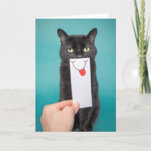 Cartes Pour Fêtes Annuelles Envoi d'un chat drôle de sourire avec dessin à la