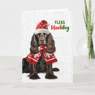 Cartes Pour Fêtes Annuelles Épagneul Cocker Brun Drôle Puce Navidog Noël