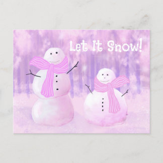 Cartes Pour Fêtes Annuelles Épais Snowman rose Personnalisé