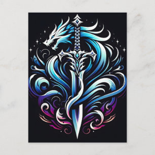 Cartes Pour Fêtes Annuelles Épée de dragon mystique de guerrier de fantaisie F