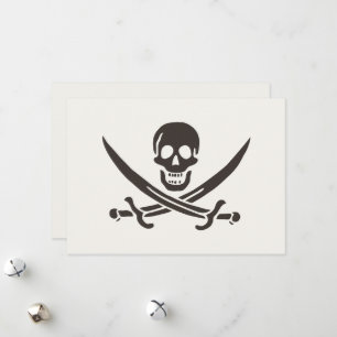 Cartes Pour Fêtes Annuelles Épées de crâne en obsidienne Drapeau de pirate de 