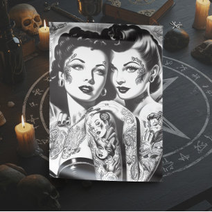 Cartes Pour Fêtes Annuelles Éphémères tatouées vintage