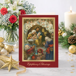 Cartes Pour Fêtes Annuelles Épiphanie religieuse Prière des Rois Mages Jésus