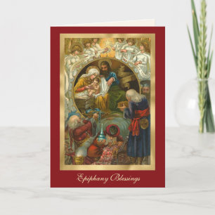 Cartes Pour Fêtes Annuelles Epiphanie religieuse Trois Rois Prière Jésus