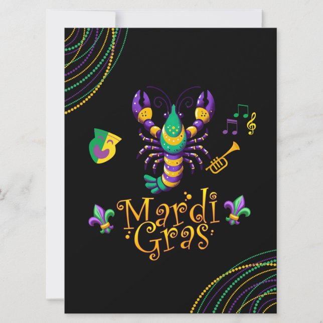 Cartes Pour Fêtes Annuelles Épis/trompette/masque/fleur de lis Mardi Gras (Devant)
