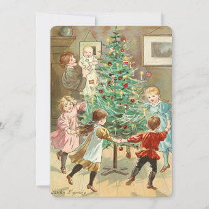 Cartes Pour Fêtes Annuelles Époque victorienne Arbre de Noël Enfants