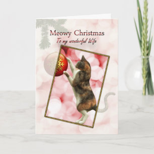 Cartes Pour Fêtes Annuelles Épouse, Noël de Meowy avec un chat espiègle