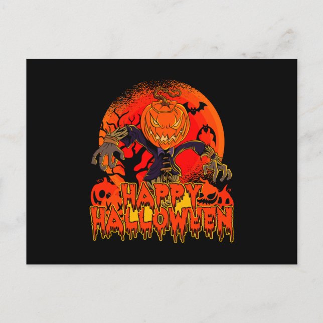 Cartes Pour Fêtes Annuelles Épouvantail d'Halloween Citrouille d'Halloween (Devant)