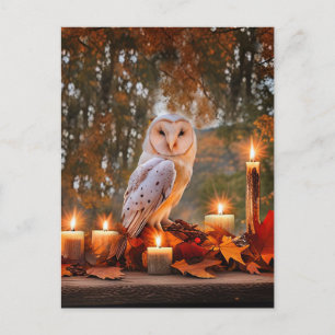 Cartes Pour Fêtes Annuelles Équinoxe d'automne de la Chouette et Bougies Mysti