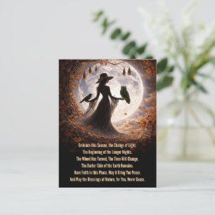 Cartes Pour Fêtes Annuelles Équinoxe d'automne Mabon Bohème Dame Corbeau Choue