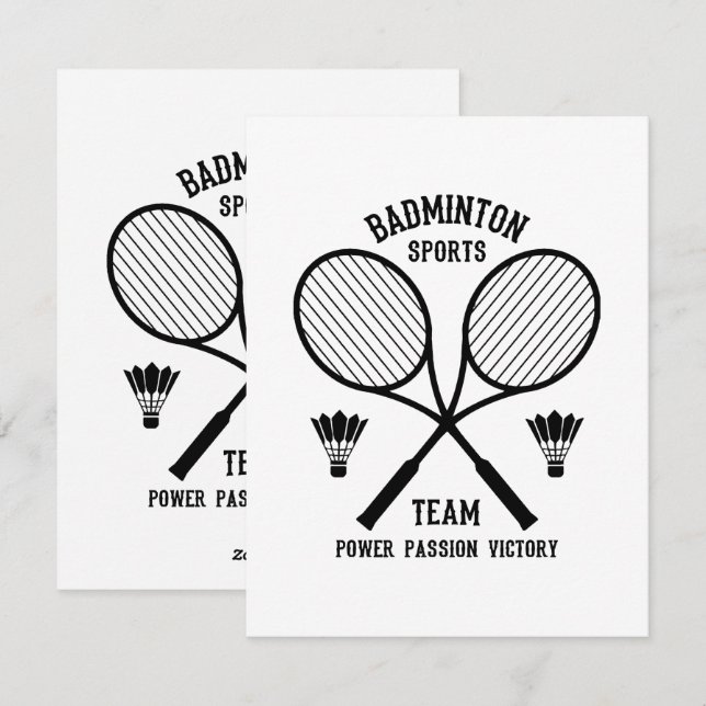 Cartes Pour Fêtes Annuelles Équipe de badminton (Devant / Derrière)