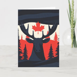 Cartes Pour Fêtes Annuelles Érable feuille d'orignal nature sombre