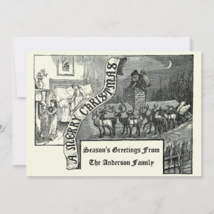 Cartes Pour Fêtes Annuelles Ere victorienne 1887 Noël Père Noël & Reindeer