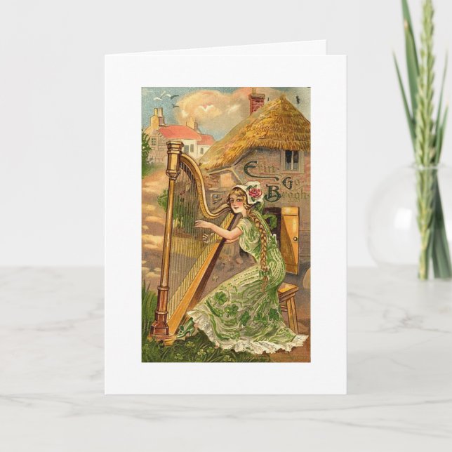 Cartes Pour Fêtes Annuelles Erin Go Bragh Harp Femme (Devant)