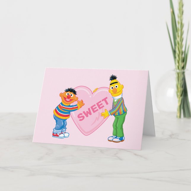 Cartes Pour Fêtes Annuelles Ernie & Bert Grand Cœur de la Saint-Valentin (Devant)