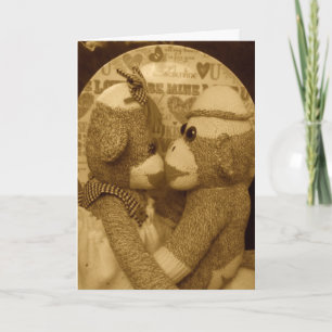 Cartes Pour Fêtes Annuelles Ernie le Singe Sock Sepia Valentine's Day Card