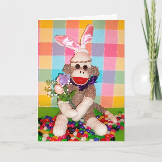 Cartes Pour Fêtes Annuelles Ernie the Sock Monkey Easter Bouquet Card (Devant)