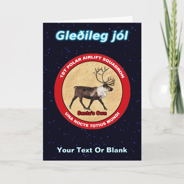 Cartes Pour Fêtes Annuelles Escadron du renne de Père Noël - Gleðileg Jól (Devant)