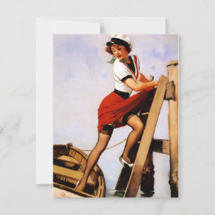 Cartes Pour Fêtes Annuelles Escalade Elvgren Hors Du Bateau