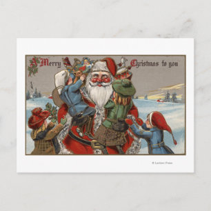 Cartes Pour Fêtes Annuelles Escalade pour enfants sur Père Noël