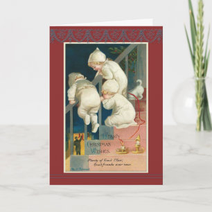 Cartes Pour Fêtes Annuelles Escalier de Noël de triplés Ellen H. Clapsaddle