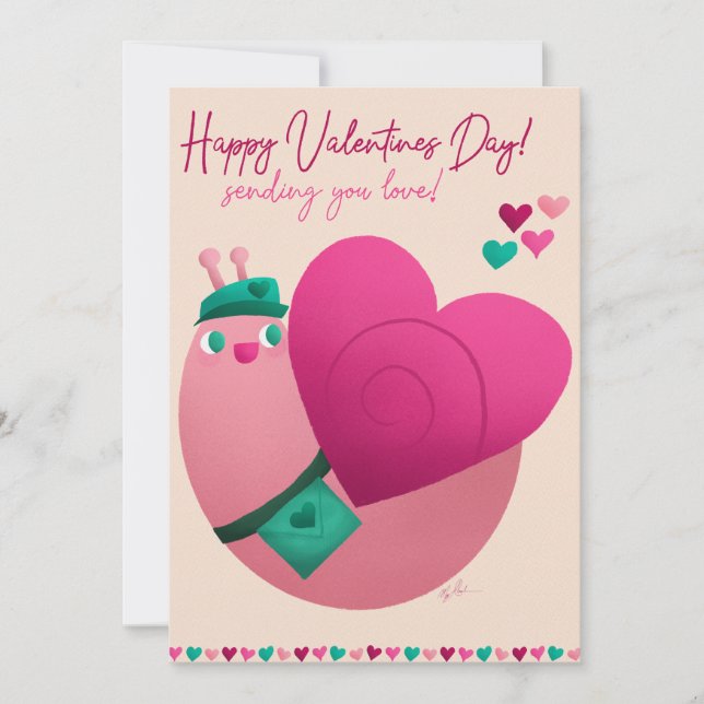 Cartes Pour Fêtes Annuelles Escargot de la Saint-Valentin (Devant)