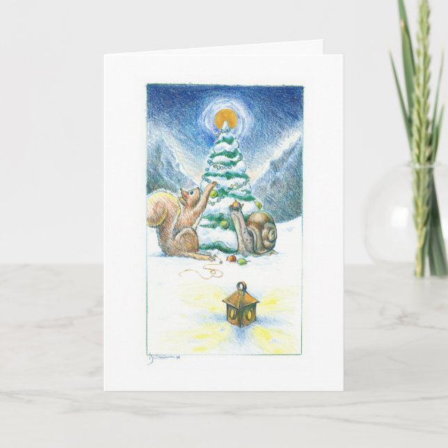 Cartes Pour Fêtes Annuelles Escargot et écureuil III : Décoration (Devant)