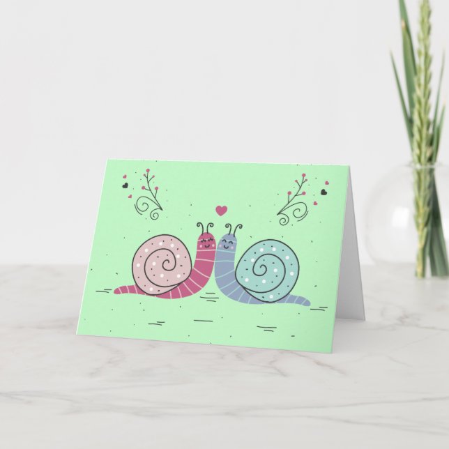 Cartes Pour Fêtes Annuelles Escargots en amour (Devant)