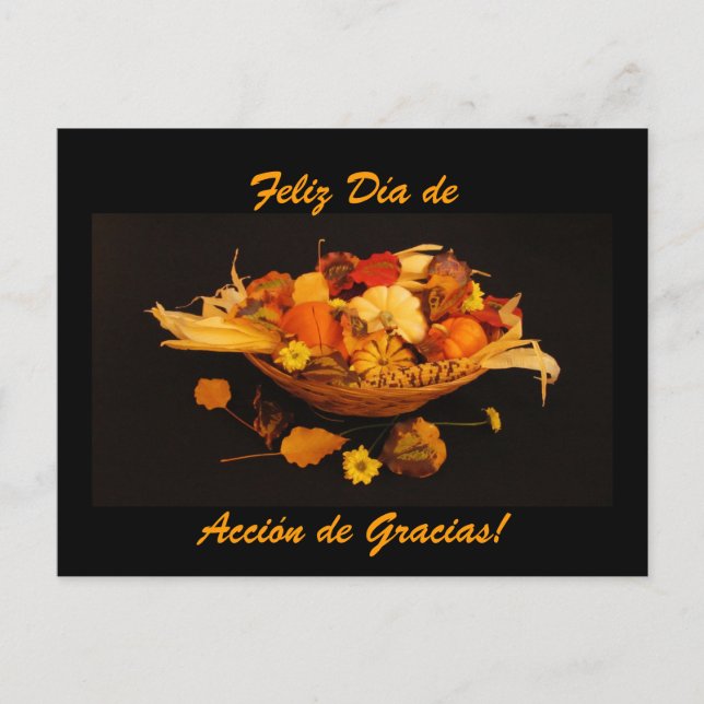 Cartes Pour Fêtes Annuelles Espagnol : Dia de Accion De Gracias (Devant)