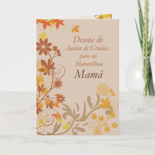 Cartes Pour Fêtes Annuelles Espagnol, maman, souhaits de thanksgiving,