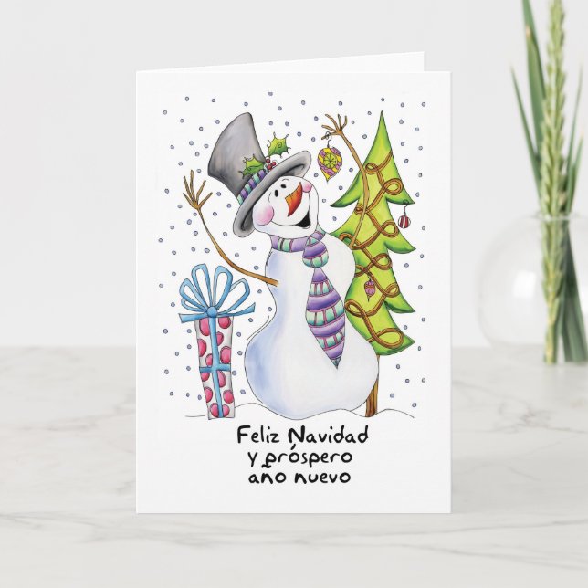Cartes Pour Fêtes Annuelles Espagnol - Snowman - Happy Snowman - Feliz Navidad (Devant)