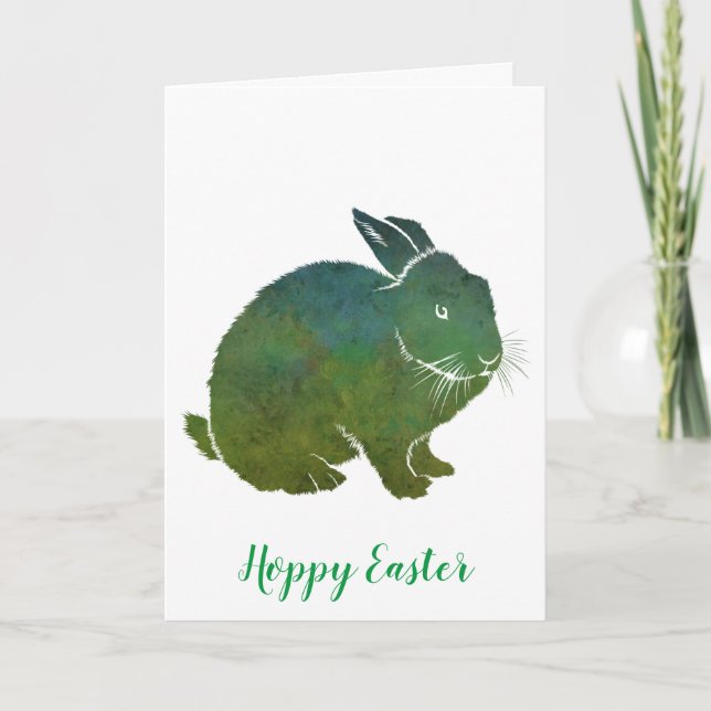 Cartes Pour Fêtes Annuelles Espèce de lapin bleu vert de Pâques (Devant)